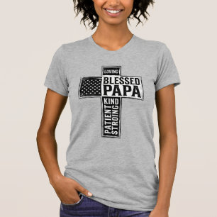 Gesegneter Papa Kreuz Christliche Vintage-Typograf T-Shirt