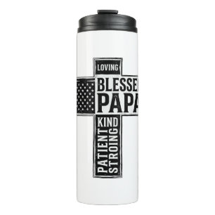 Gesegneter Papa Kreuz Christliche Vintage-Typograf Thermosbecher