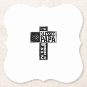 Gesegneter Papa Kreuz Christliche Vintage-Typograf Untersetzer