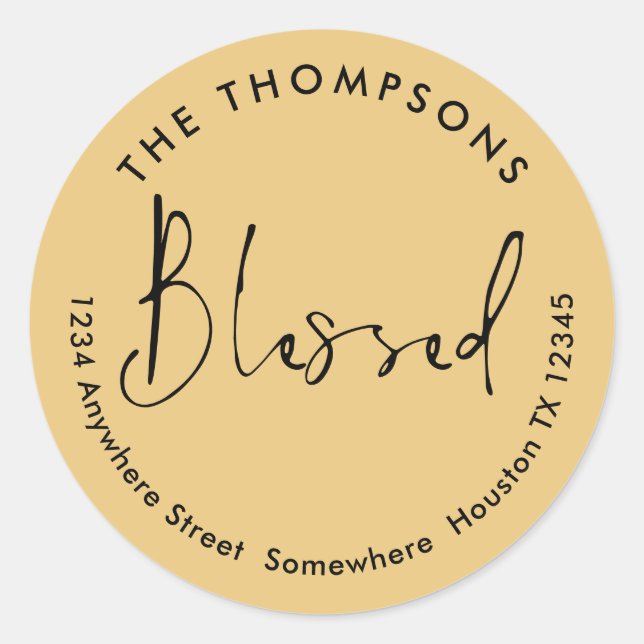 Gesegneter Rückname Anschrift Weihnachten Gold Sch Runder Aufkleber (Vorderseite)