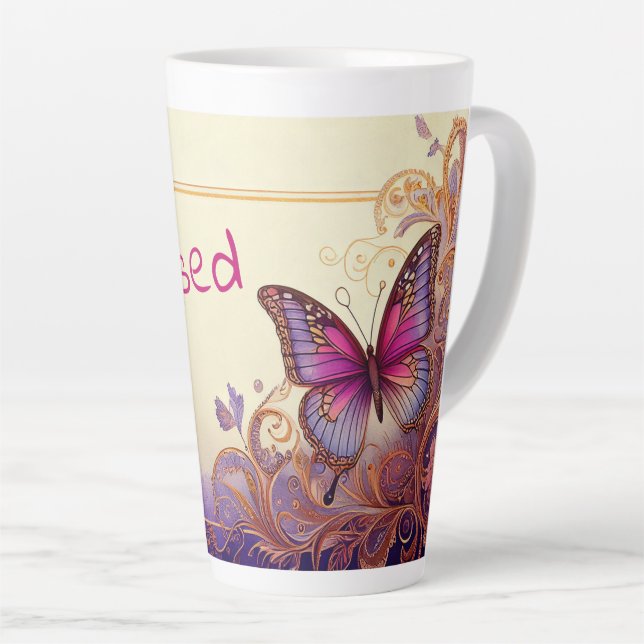 Gesegneter Schmetterling und Paisley und Blume Milchtasse (Rechte Ecke)