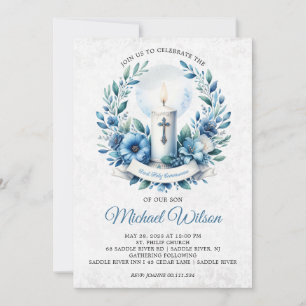 Gesegneter Tag Erste heilige Kommune Bloral Einladung