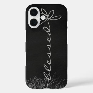 Gesegneter Text Gänseblümchen auf Schultafel iPhone 16 Hülle