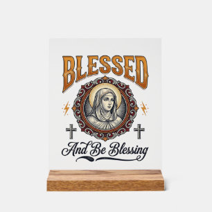 Gesegnetes christliches Vintage-Stich-T-Shirt-Desi Acrylschild