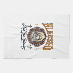 Gesegnetes christliches Vintage-Stich-T-Shirt-Desi Geschirrtuch