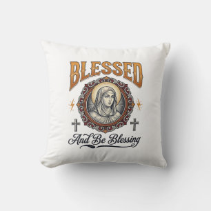 Gesegnetes christliches Vintage-Stich-T-Shirt-Desi Kissen