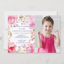 Gesegnetes Foliage Erste Heilige Kommunion Foto Einladung