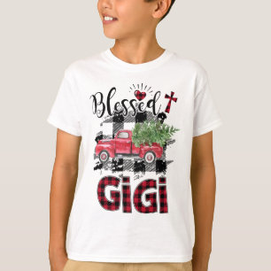 Gesegnetes Gigi Rot-karierte Weihnachten T-Shirt