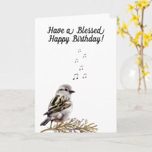 Gesegnetes Happy Birthday Singvogel-Grußkarte Karte