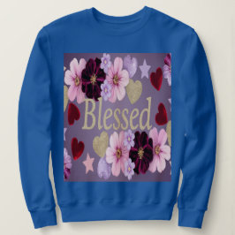 Gesegnetes Herz Stars Blume Blue Sweatshirt