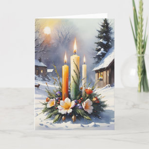 Gesegnetes Imbola Winter Floral Candle Wreath Wicc Feiertagskarte