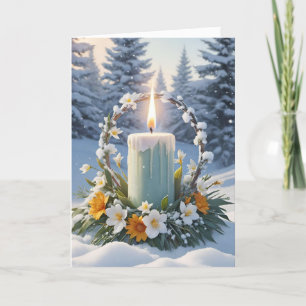 Gesegnetes Imbola Winter Floral Candle Wreath Wicc Feiertagskarte