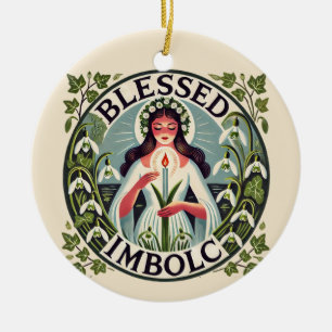 Gesegnetes Imbolc Keramik Ornament