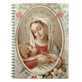Gesegnetes Jungfrau-Mary-Baby Jesus mit Blumen Notizblock