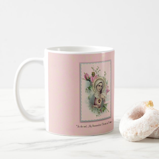 Gesegnetes Jungfrau-Mary-Blumen Memorare Gebet Kaffeetasse (Mit Donut)