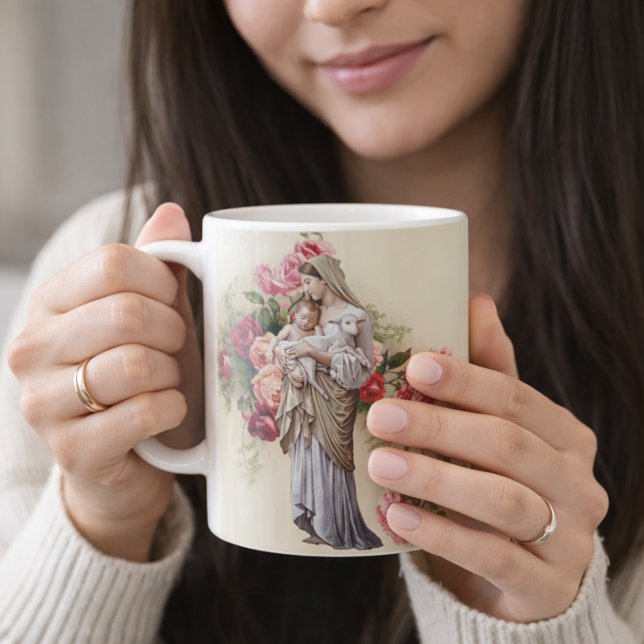 Gesegnetes Jungfrau-Mary-Rosen Memorare Gebet Kaffeetasse (Von Creator hochgeladen)