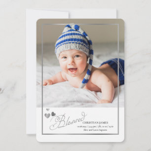 Gesegnetes kalligrafisches Foto Geburtsankündigung Feiertagskarte