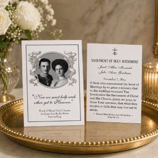 Gesegnetes Karl & Zita Wedding Holy Card Visitenkarte