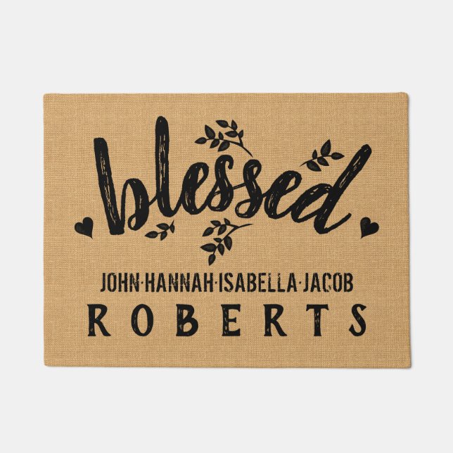 Gesegnetes Leinwand-Bauernhaus verlässt Herzen Fußmatte (Vorderseite)