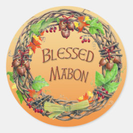 Gesegnetes Mabon Wreath Runder Aufkleber