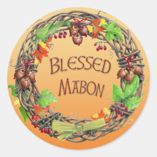 Gesegnetes Mabon Wreath Runder Aufkleber
