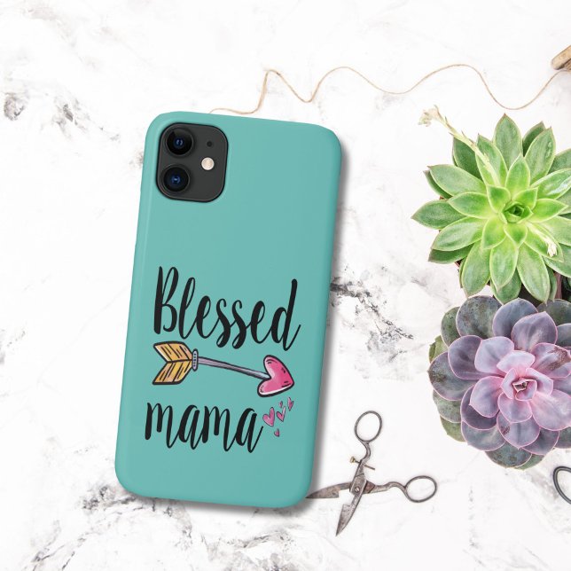 Gesegnetes Mama Geschenk für Mama Türkis iPhone 15 Case-Mate iPhone Hülle (Blessed Mama iPhone case. Gift for mom birthday, Mother's day. Teal Turquoise )