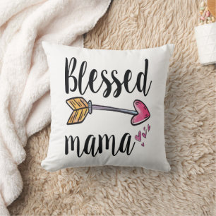 Gesegnetes Mama Hearts Arrow Boho Geschenk für Mam Kissen
