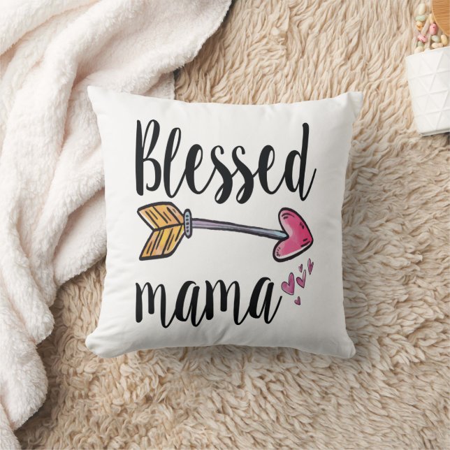 Gesegnetes Mama Hearts Arrow Boho Geschenk für Mam Kissen (Decke)