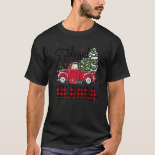 Gesegnetes Mama Weihnachtsfamilie Lights Truck Red T-Shirt
