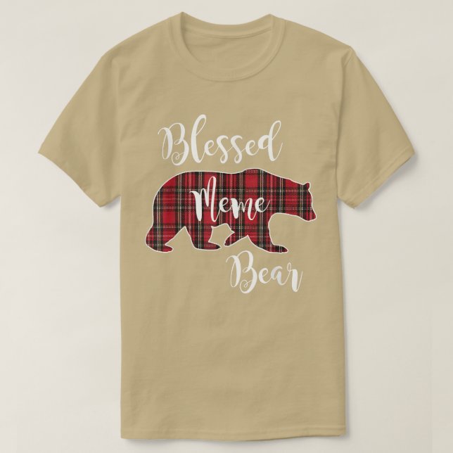 Gesegnetes Meme Bear Red Tartan Kariert Fun Oma Gi T-Shirt (Design vorne)