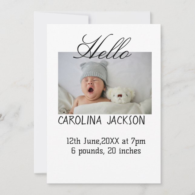 Gesegnetes neues geborenes Foto, moderne Geburtsan Ankündigung (Vorderseite)