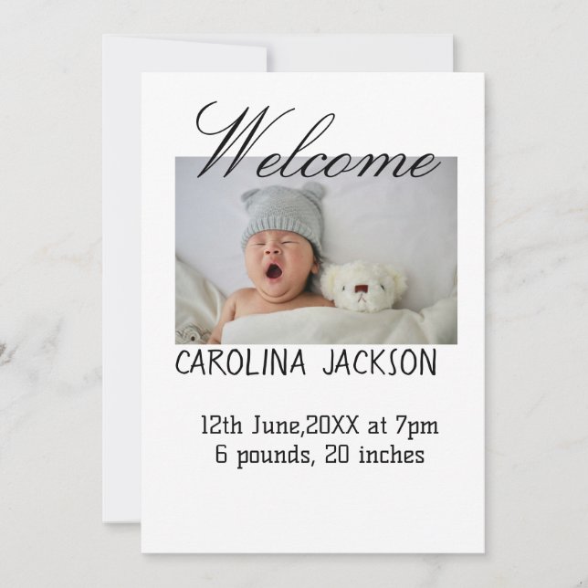 Gesegnetes neues geborenes Foto, moderne Geburtsan Ankündigung (Vorderseite)