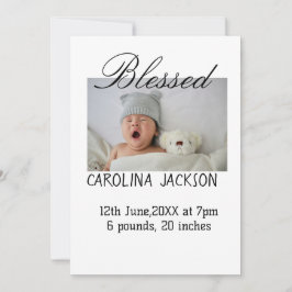 Gesegnetes neues geborenes Foto, moderne Geburtsan Ankündigung