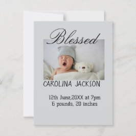 Gesegnetes neues geborenes Foto, moderne Geburtsan Postkarte