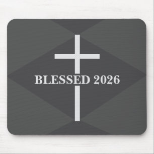 Gesegnetes Neues Jahr 2026 Graues christliches Kre Mousepad