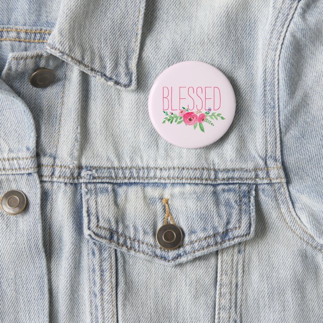 Gesegnetes rosa Wasserfarben-Blumenmuster  Button (Beispiel)