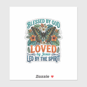 Gesegnetes Schmetterling-Christen-T-Shirt-Design_1 Aufkleber
