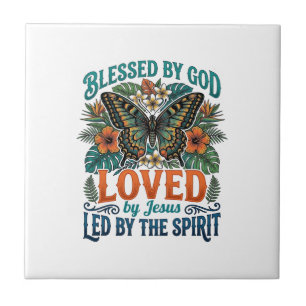 Gesegnetes Schmetterling-Christen-T-Shirt-Design_1 Fliese