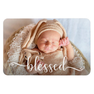 Gesegnetes Schrift Baby Foto Magnet