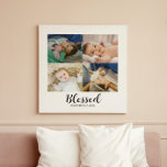 Gesegnetes Script Personalisiert Baby 4 Foto Colla Leinwanddruck<br><div class="desc">Einfache Fotovorlage zum Hinzufügen wertvoller Fotos und kann auch mit Ihrem Geburtsdatum und dem gewünschten Wort personalisieren.</div>