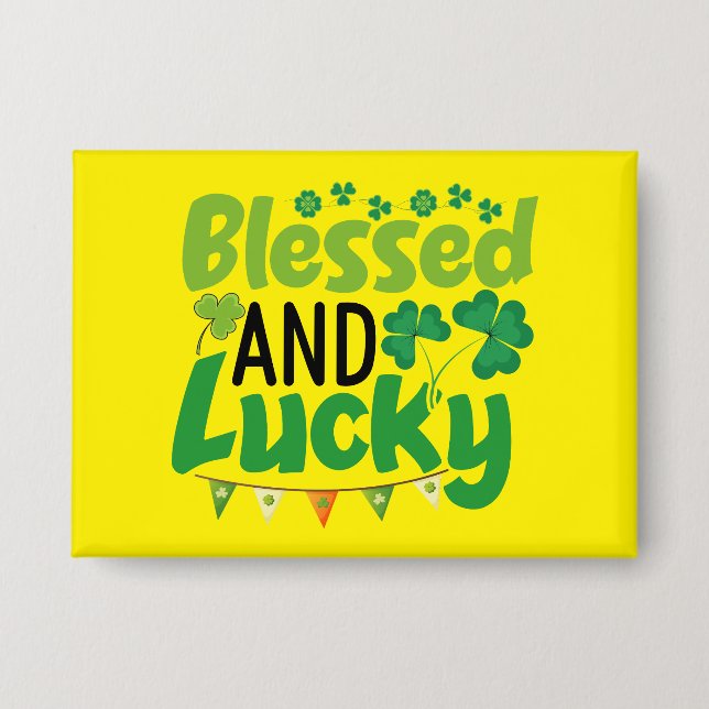 Gesegnetes und Glückliches St. Patrick’s Day Desig Button (Vorderseite)