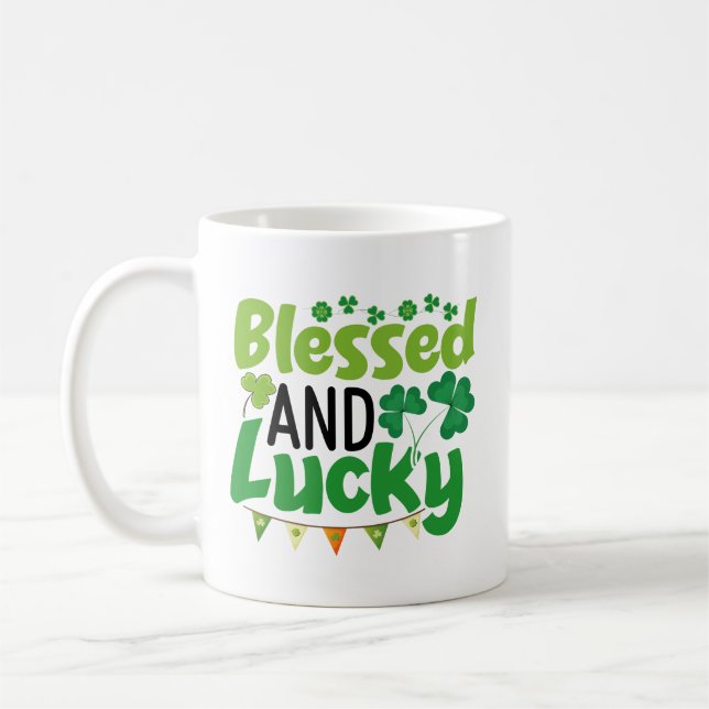 Gesegnetes und glückliches St. Patrick’s Day Desig Kaffeetasse (Links)