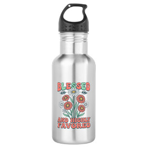 Gesegnetes und höchstbegnadetes florales Vintage-D Edelstahlflasche