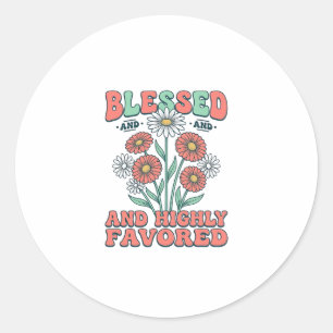 Gesegnetes und höchstbegnadetes florales Vintage-D Runder Aufkleber