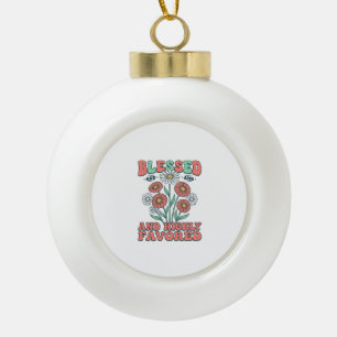 Gesegnetes und höchstbegünstigtes florales Vintage Keramik Kugel-Ornament