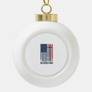 Gesegnetes Vatertag-Christenflaggenkreuz Vintage-S Keramik Kugel-Ornament