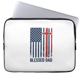 Gesegnetes Vatertag-Christenflaggenkreuz Vintage-S Laptopschutzhülle