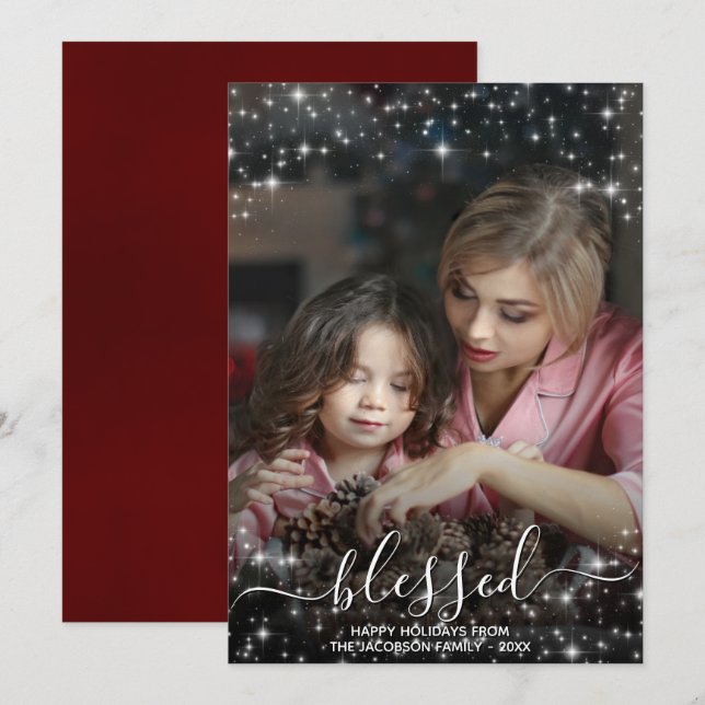 Gesegnetes volles Foto mit Glitzern Weihnachten (Vorne/Hinten)