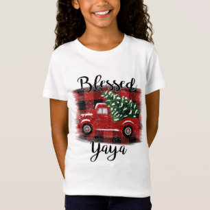 Gesegnetes Yaya Red Truck Vintage Weihnachtsbaum T-Shirt