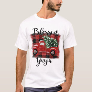 Gesegnetes Yaya Red Truck Vintage Weihnachtsbaum T-Shirt